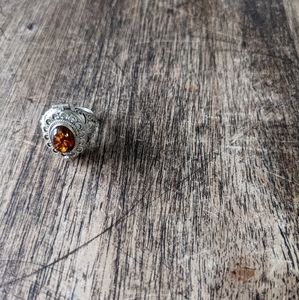 Sterling silver Amber poison ring